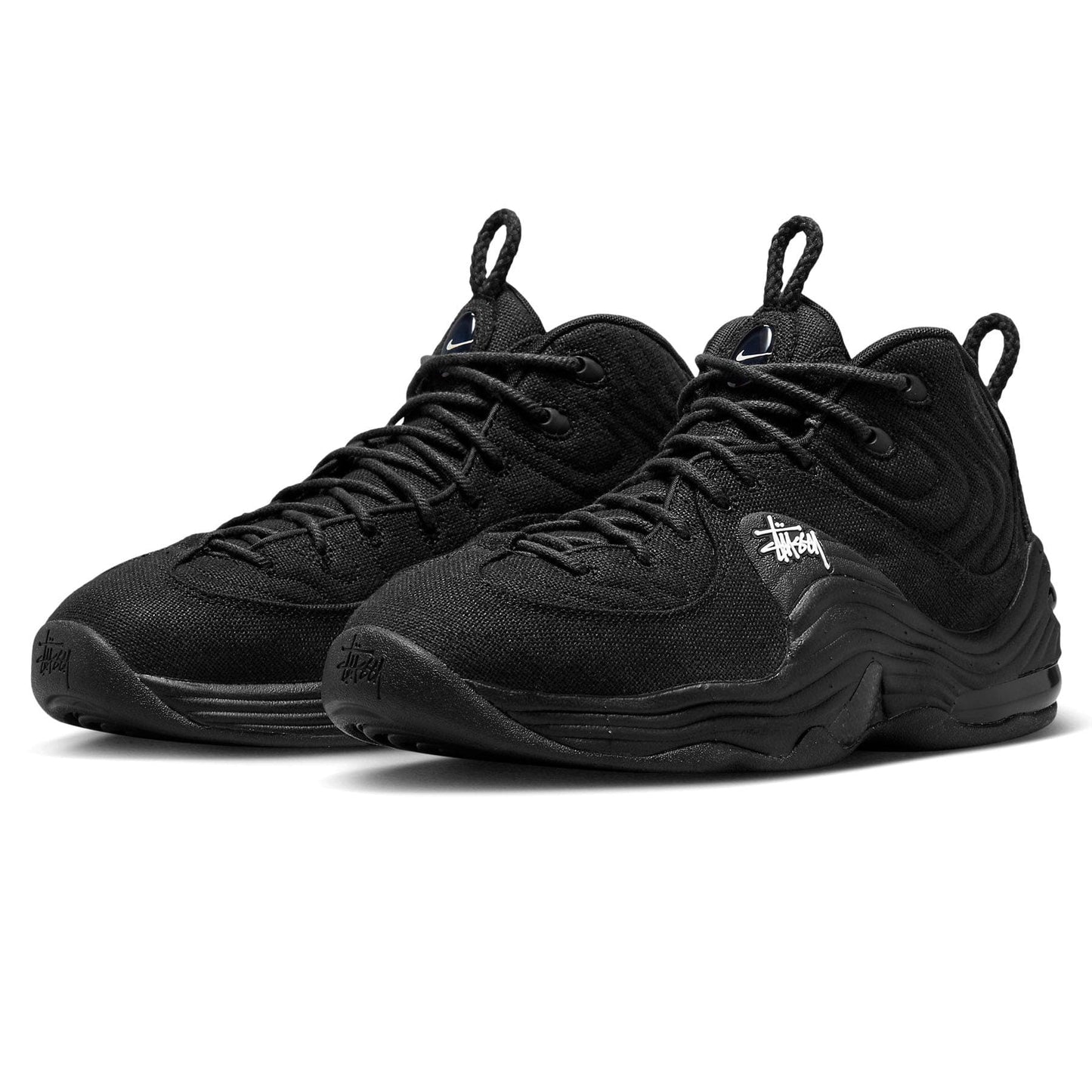 Stussy x Nike Air Penny 2 'Black' — UK 3 | EU 35.5 | US 3.5 — Side View