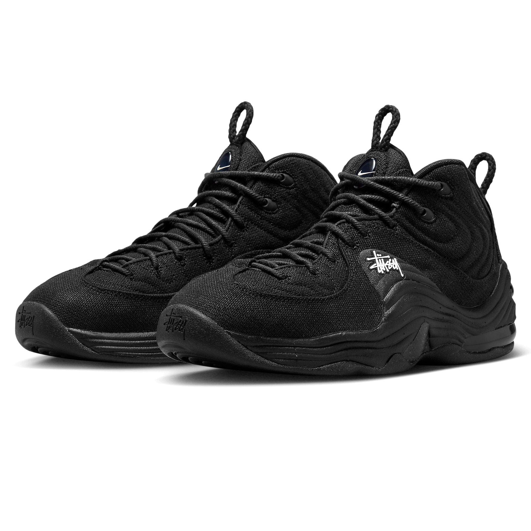 Stussy x Nike Air Penny 2 'Black' — UK 3 | EU 35.5 | US 3.5 — Side View