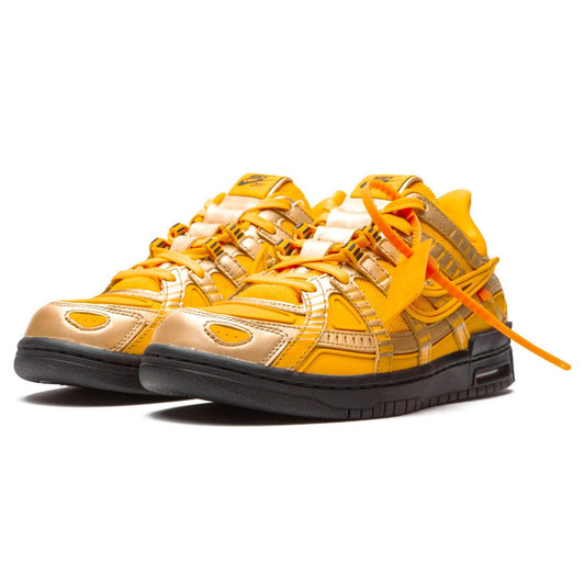 Off-White x Nike Air Rubber Dunk 'University Gold' — UK 3 | EU 35.5 | US 3.5 — Side View