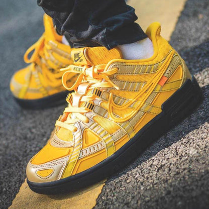 Off-White x Nike Air Rubber Dunk 'University Gold' — UK 3 | EU 35.5 | US 3.5 — Lifestyle View