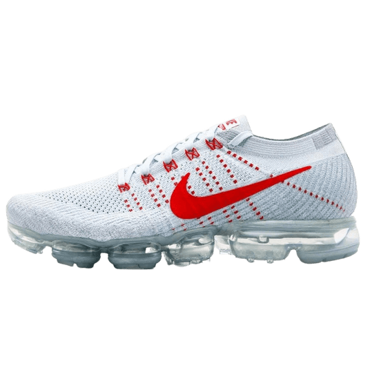 Nike Air Vapormax Flyknit Pure Platinum-University Red — UK 3 | EU 35.5 | US 3.5 — Front View