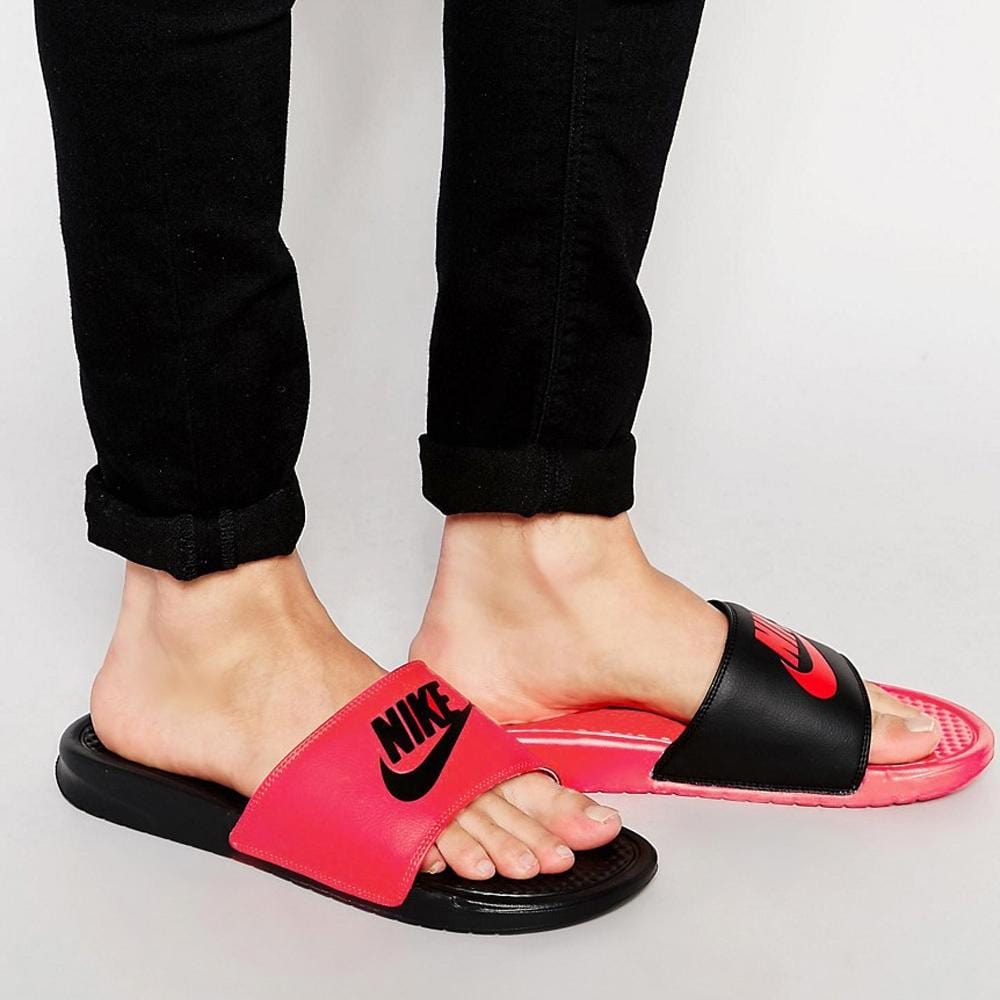 Nike Benassi JDI Mismatch University Red & Black — UK 3 | EU 35.5 | US 3.5 — Lifestyle View