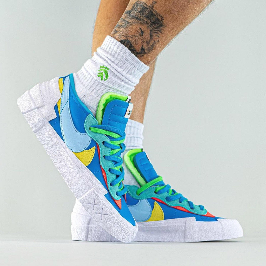 KAWS x sacai x Nike Blazer Low ‘Neptune Blue’ — UK 3 | EU 35.5 | US 3.5 — Lifestyle View