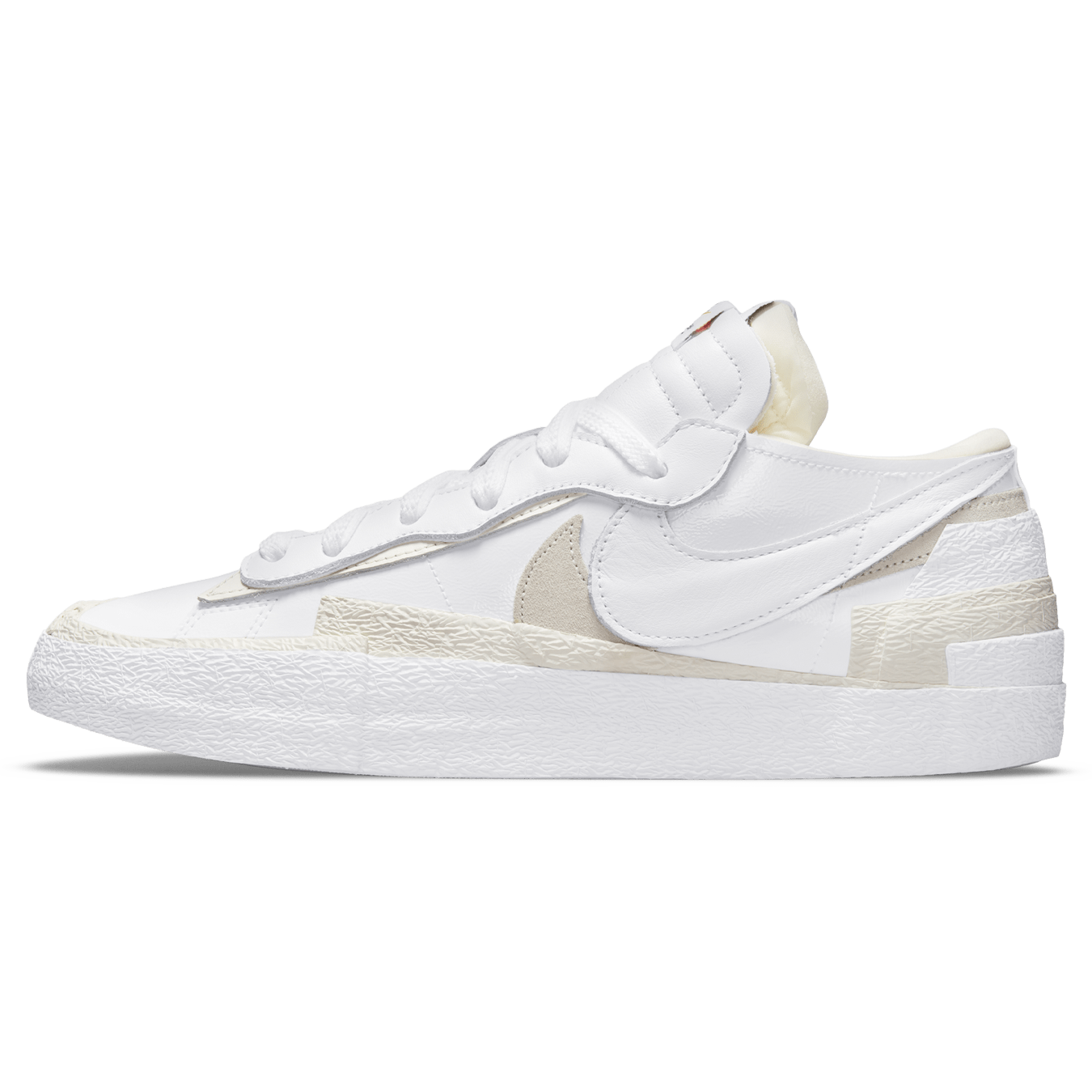 Kaws x sacai x Nike Blazer Low 'White Patent' — UK 3 | EU 35.5 | US 3.5 — Front View