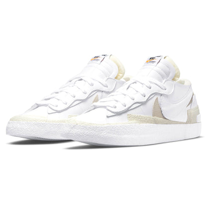 Kaws x sacai x Nike Blazer Low 'White Patent' — UK 3 | EU 35.5 | US 3.5 — Side View
