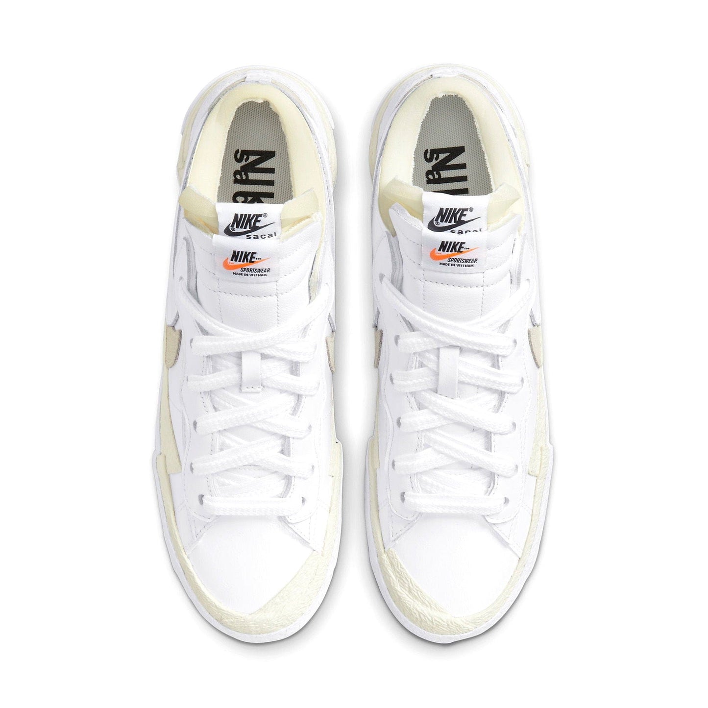 Kaws x sacai x Nike Blazer Low 'White Patent' — UK 3 | EU 35.5 | US 3.5 — Back View