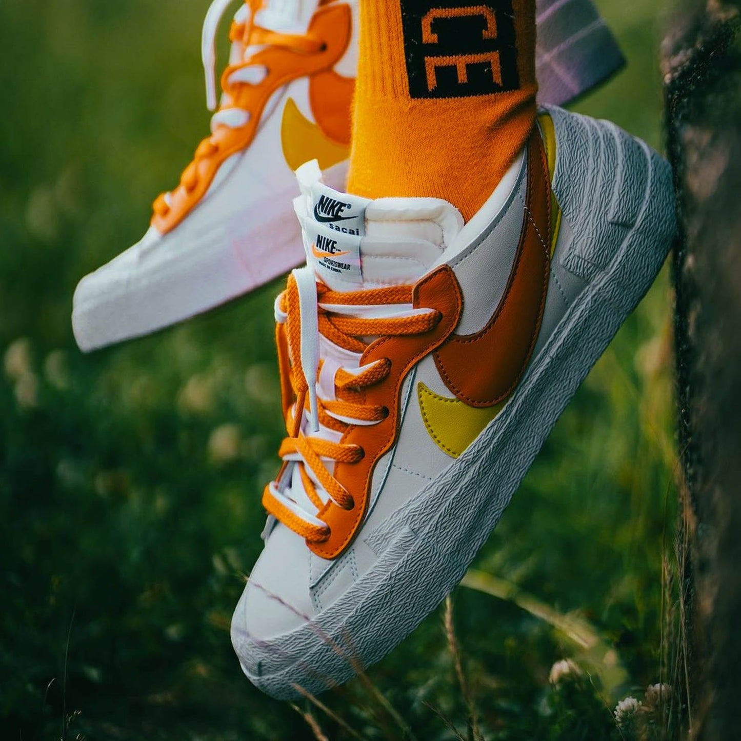 Sacai x Nike Blazer Low 'Magma Orange' — UK 3 | EU 35.5 | US 3.5 — Lifestyle View