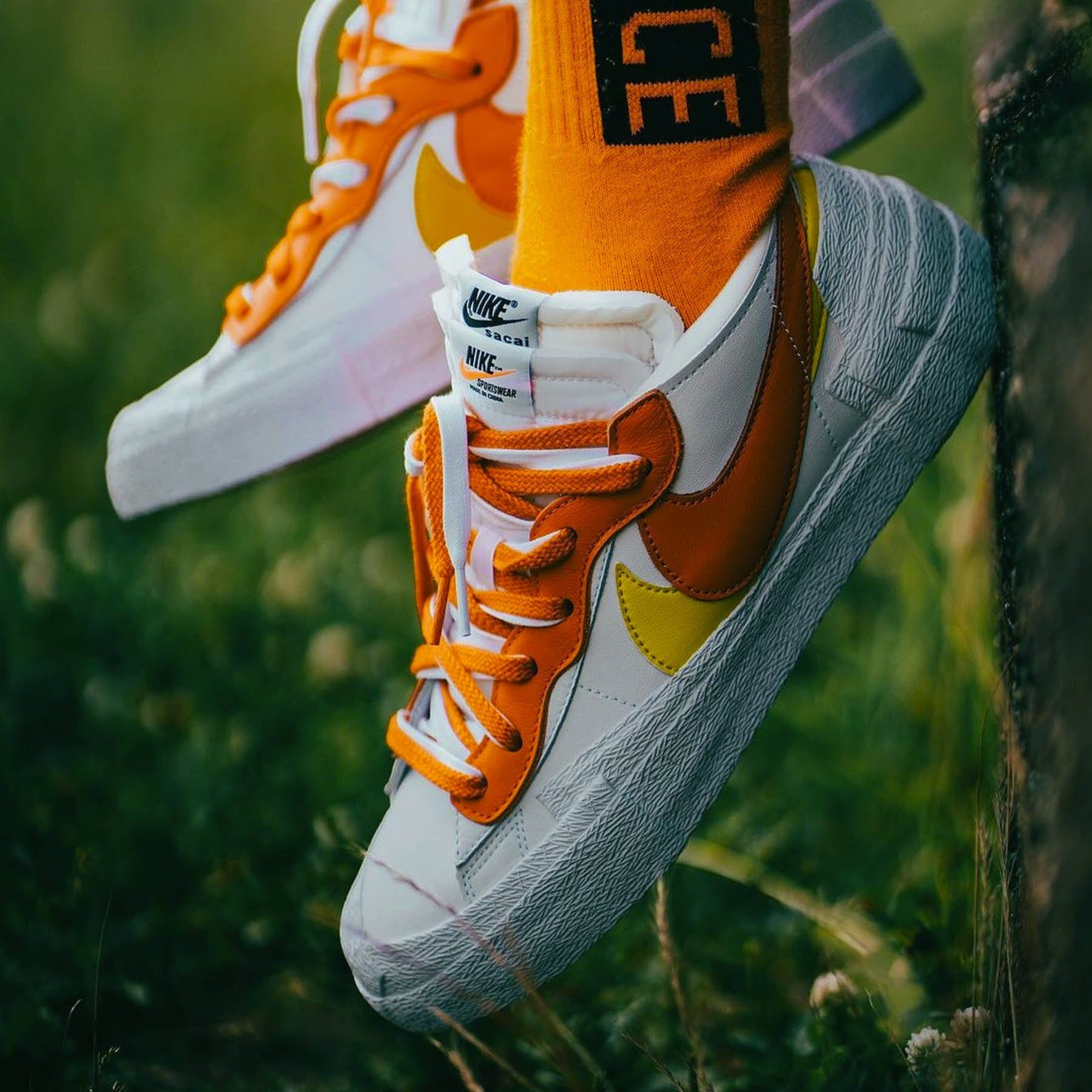 Sacai x Nike Blazer Low 'Magma Orange' — UK 3 | EU 35.5 | US 3.5 — Lifestyle View