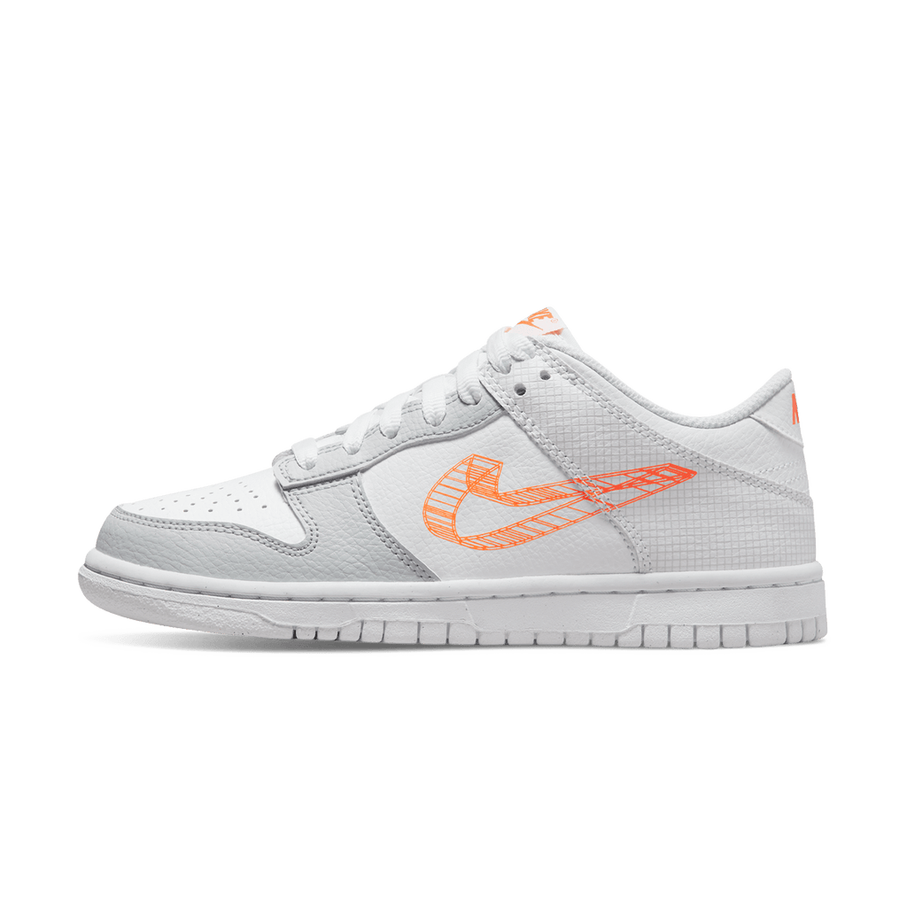 Nike Dunk Low GS 3D Swoosh White Grey — UK 13.5 | EU 32 | US 1Y — Front View