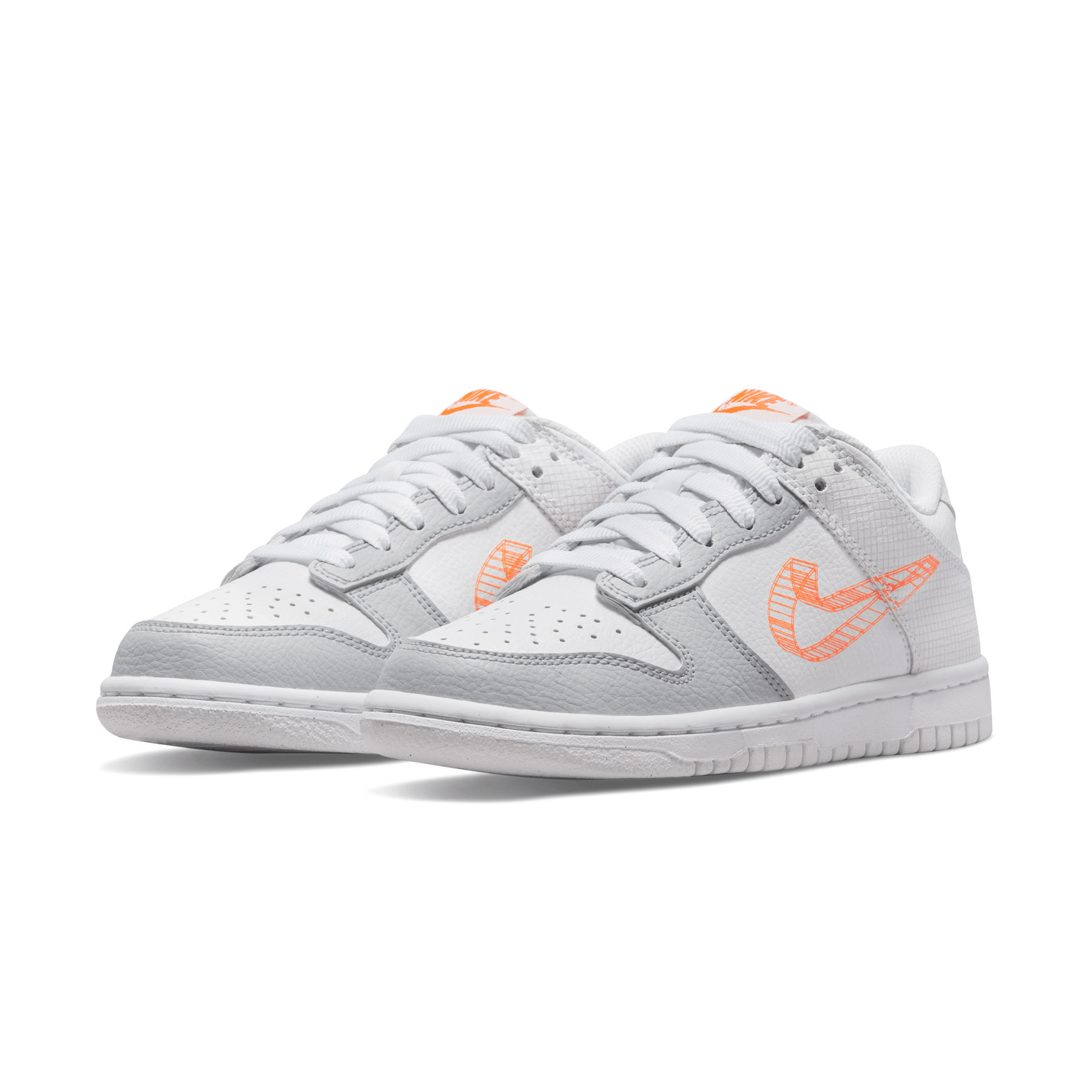 Nike Dunk Low GS 3D Swoosh White Grey — UK 13.5 | EU 32 | US 1Y — Side View