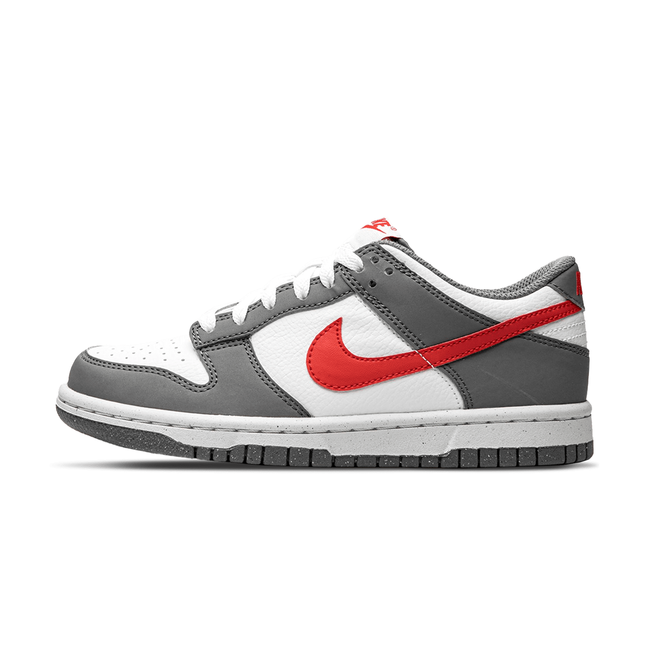 Nike Dunk Low Next Nature GS 'Smoke Grey Light Crimson' — UK 13.5 | EU 32 | US 1Y — Front View