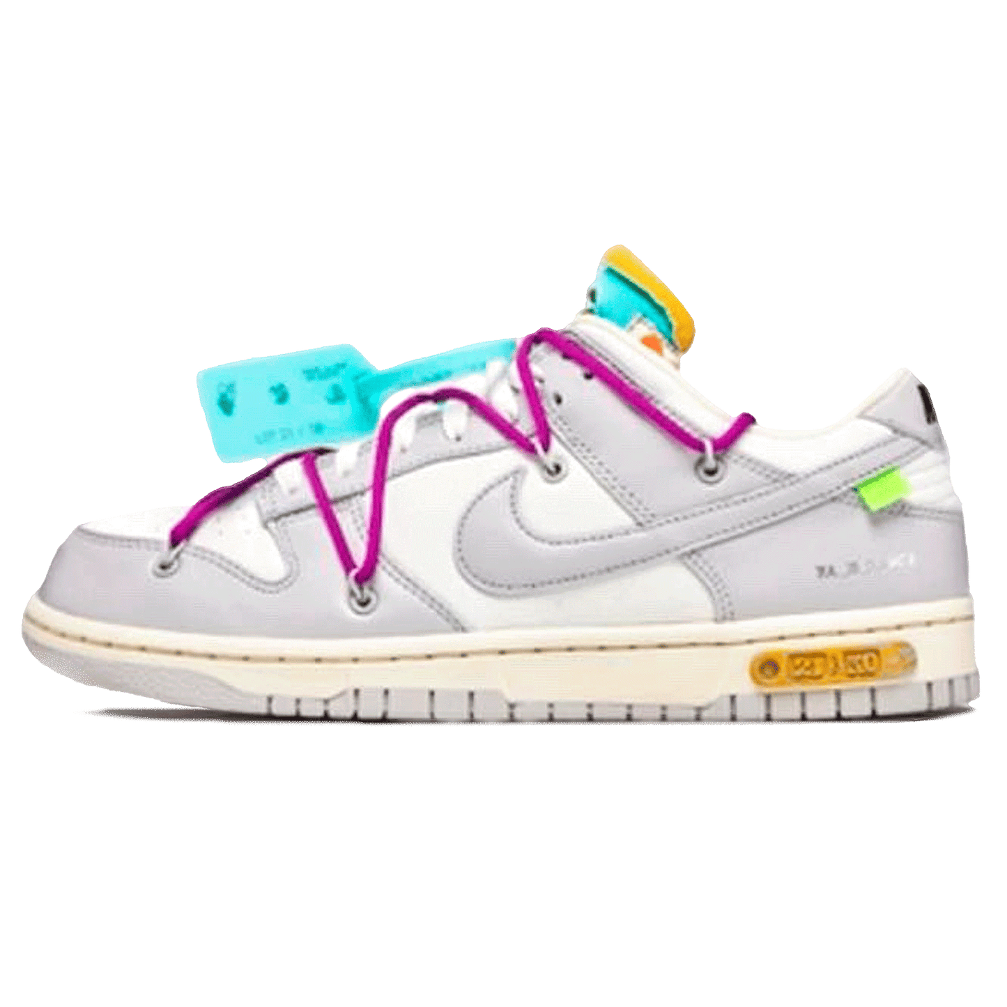 Off-White x Nike Dunk Low 'Lot 21 of 50' — UK 3 | EU 35.5 | US 3.5 — Front View