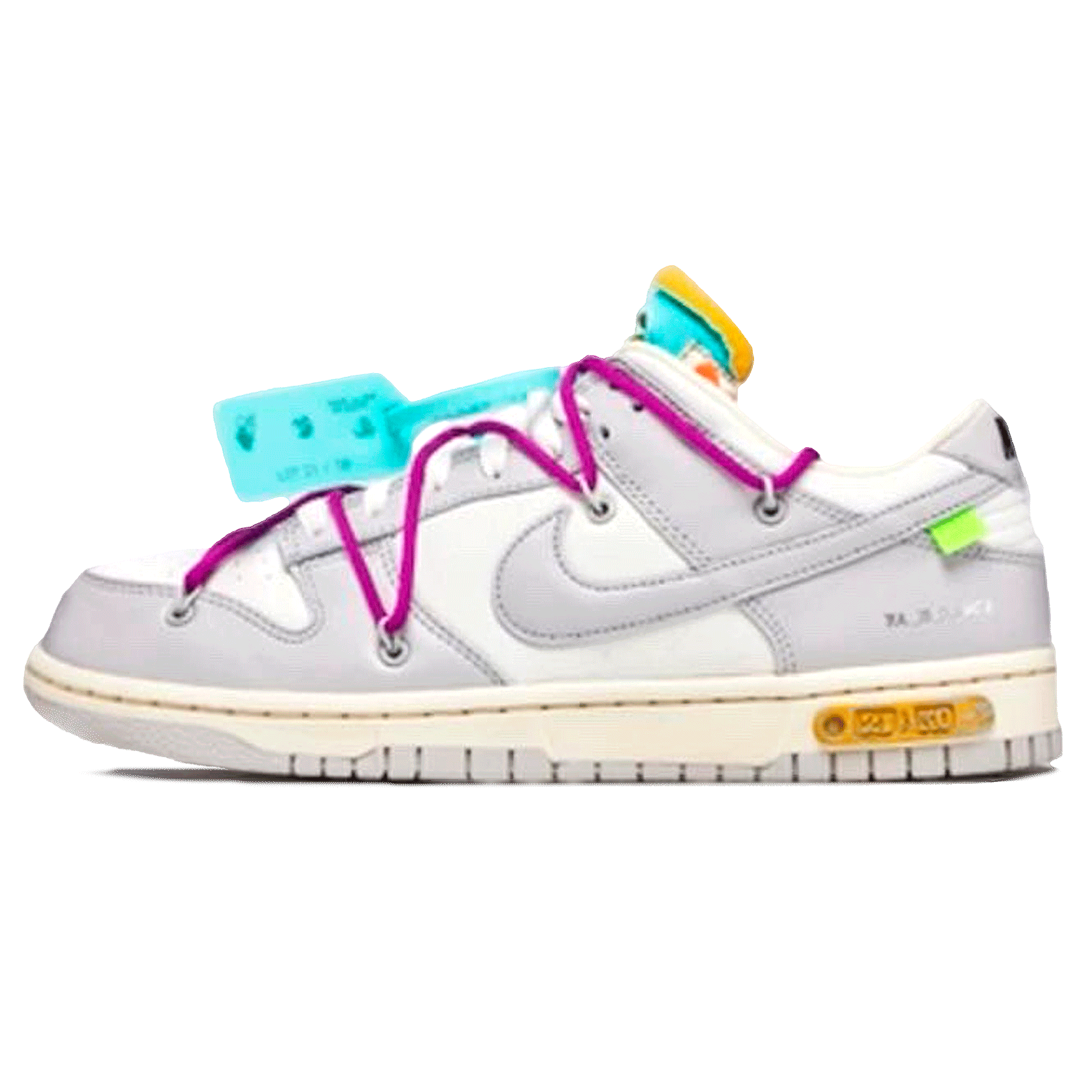 Off-White x Nike Dunk Low 'Lot 21 of 50' — UK 3 | EU 35.5 | US 3.5 — Front View