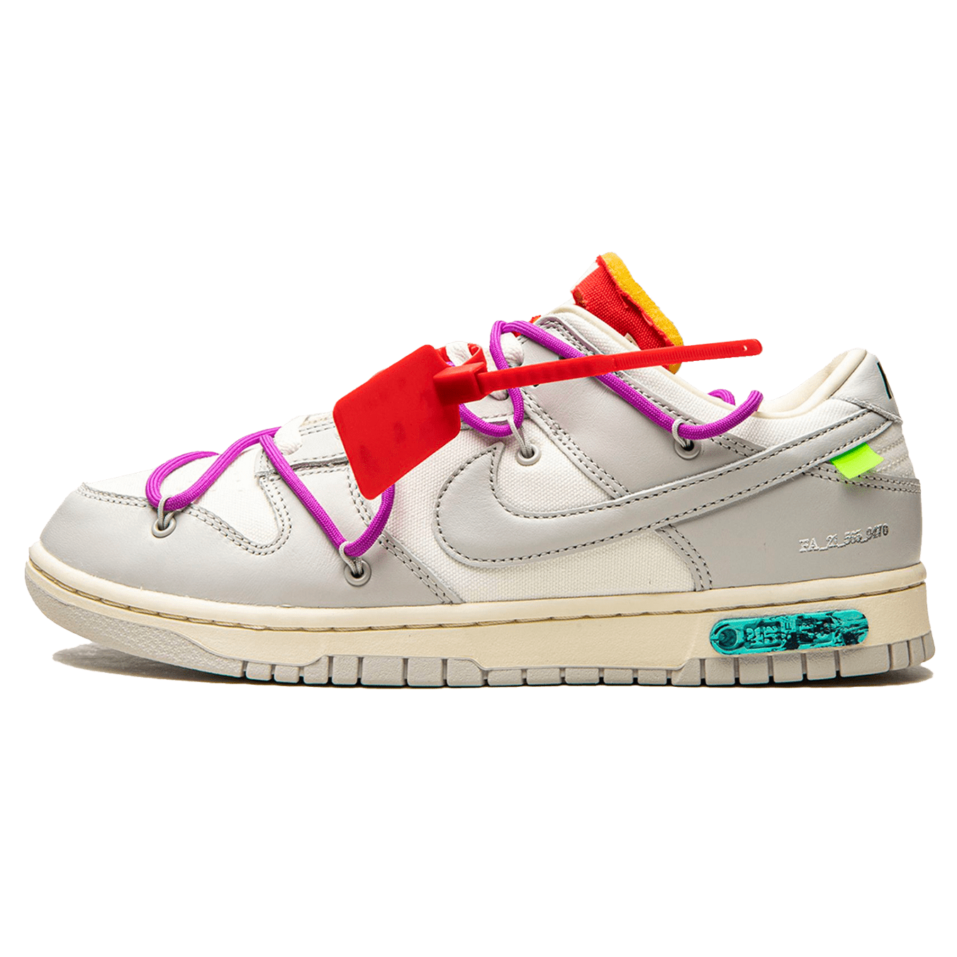 Off-White x Nike Dunk Low 'Lot 45 of 50' — UK 3 | EU 35.5 | US 3.5 — Front View