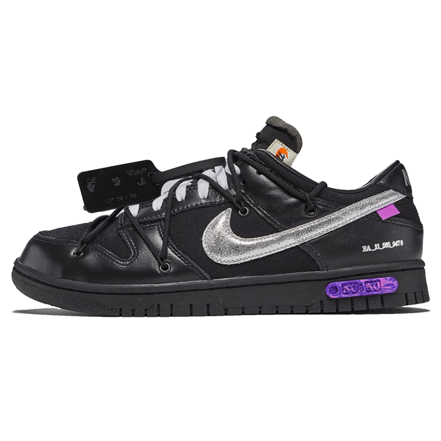 Off-White x Nike Dunk Low 'Lot 50 of 50' — UK 3 | EU 35.5 | US 3.5 — Front View