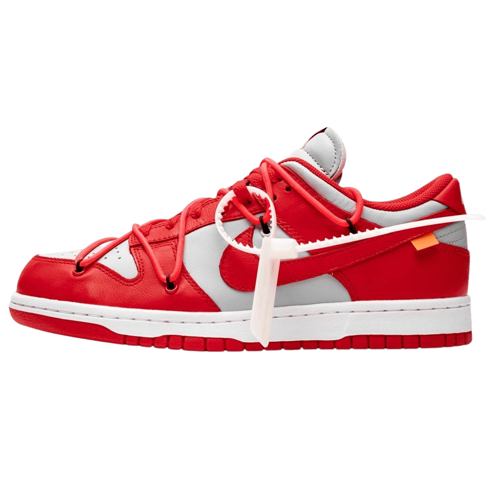 OFF-WHITE x Nike Dunk Low 'University Red' — UK 3 | EU 35.5 | US 3.5 — Front View