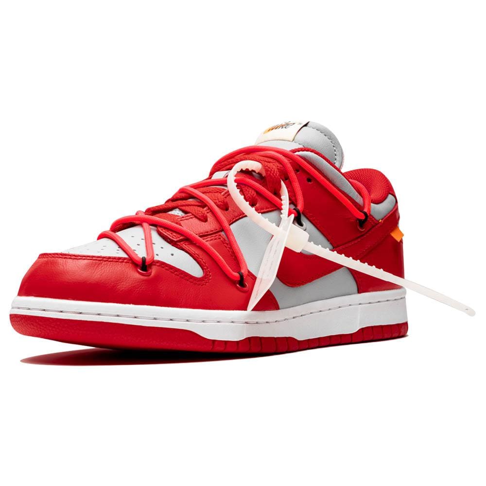 OFF-WHITE x Nike Dunk Low 'University Red' — UK 3 | EU 35.5 | US 3.5 — Top View