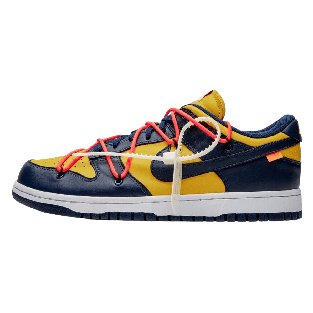 OFF-WHITE x Nike Dunk Low 'University Gold' — UK 3 | EU 35.5 | US 3.5 — Front View
