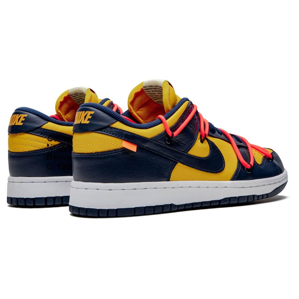 OFF-WHITE x Nike Dunk Low 'University Gold' — UK 3 | EU 35.5 | US 3.5 — Back View