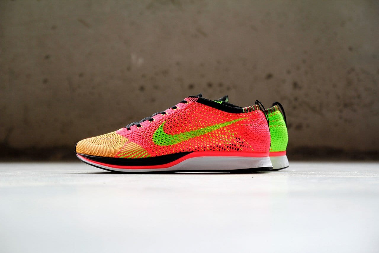 Nike Flyknit Racer Hyper Punch-Volt — UK 3 | EU 35.5 | US 3.5 — Back View