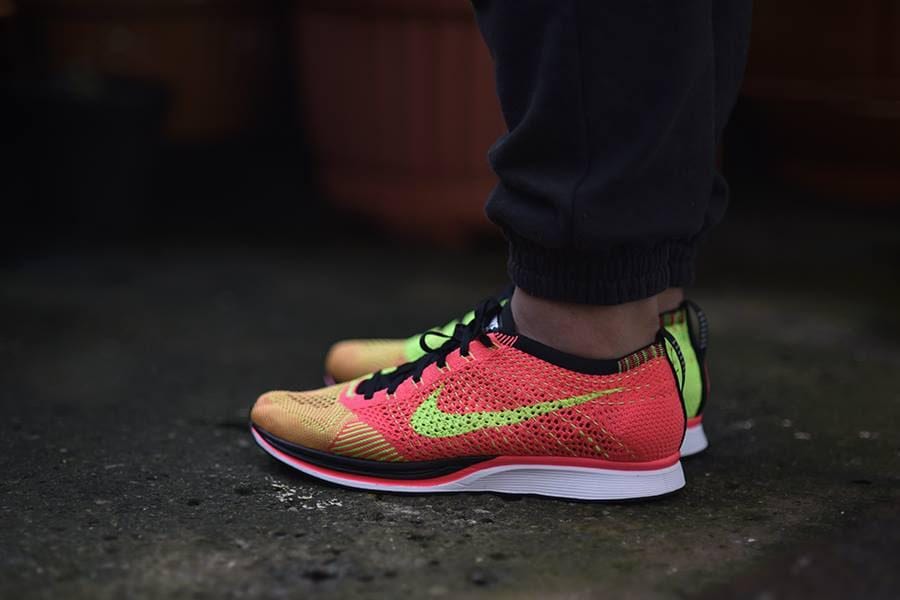 Nike Flyknit Racer Hyper Punch-Volt — UK 3 | EU 35.5 | US 3.5 — Side View