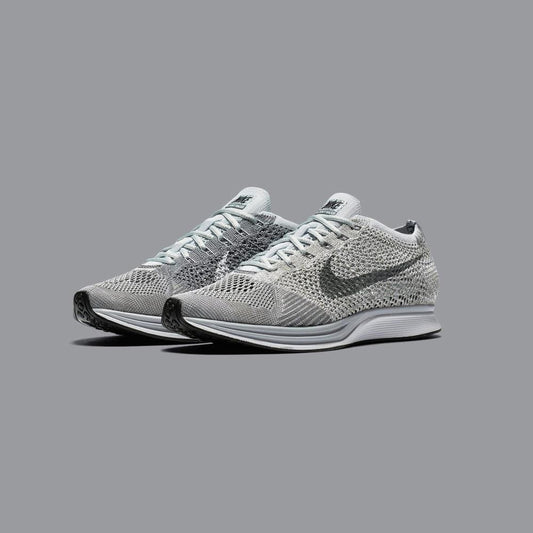 Nike Flyknit Racer Pure Platinum-Cool Grey — UK 3 | EU 35.5 | US 3.5 — Side View