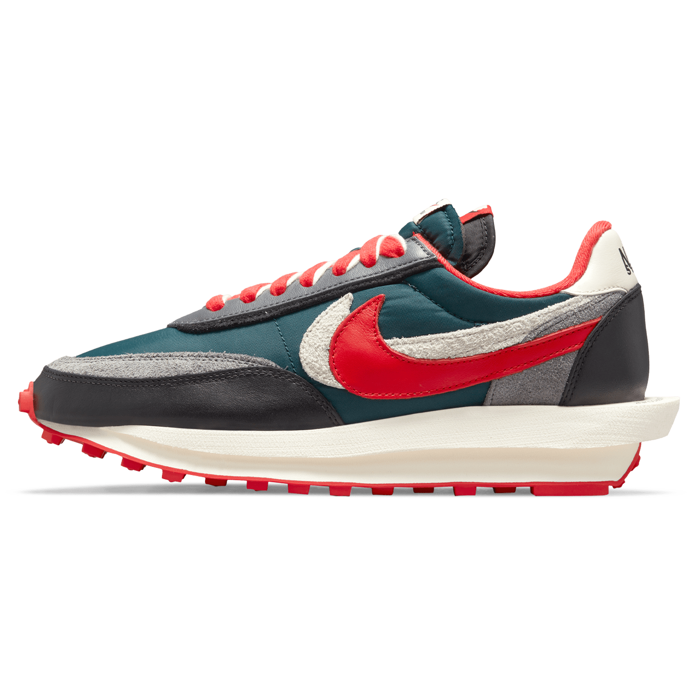 sacai x Undercover x LDWaffle 'Midnight Spruce University Red' — UK 3 | EU 35.5 | US 3.5 — Front View