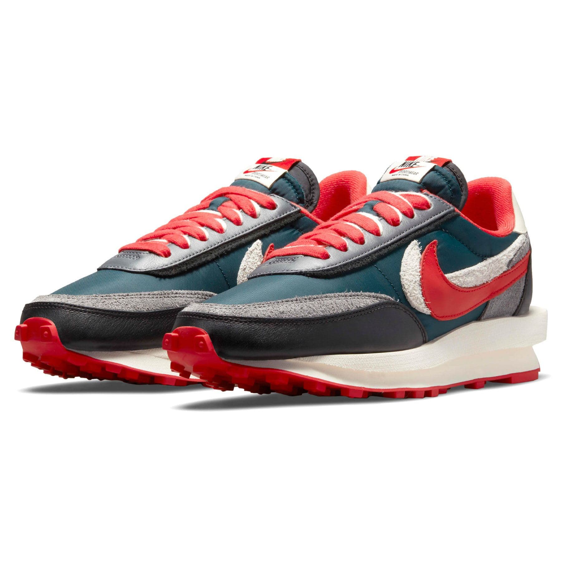 sacai x Undercover x LDWaffle 'Midnight Spruce University Red' — UK 3 | EU 35.5 | US 3.5 — Side View