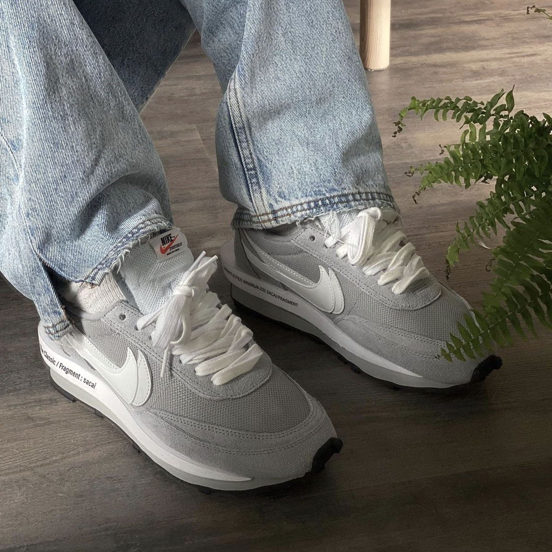 Fragment Design x sacai x Nike LDV Waffle 'Light Smoke Grey' — UK 3 | EU 35.5 | US 3.5 — Lifestyle View