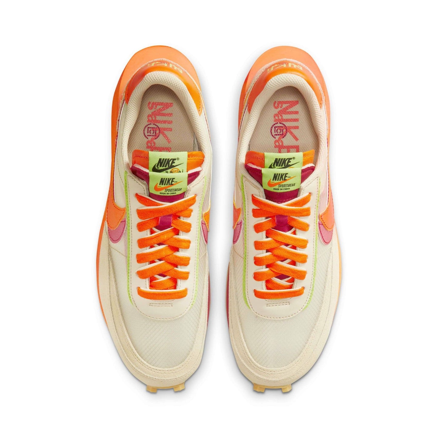 sacai x Clot x LDWaffle 'Net Orange Blaze' — UK 3 | EU 35.5 | US 3.5 — Back View