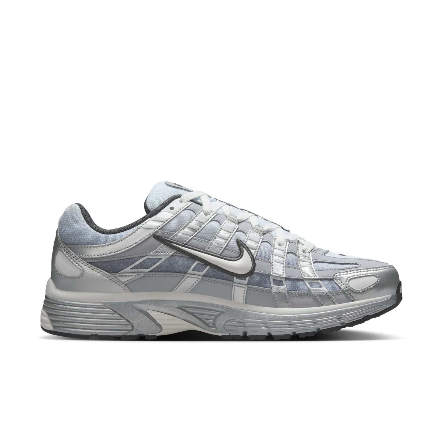 Nike P-6000 Metallic Silver Summit White-Wolf Grey — 4 UK — Back View