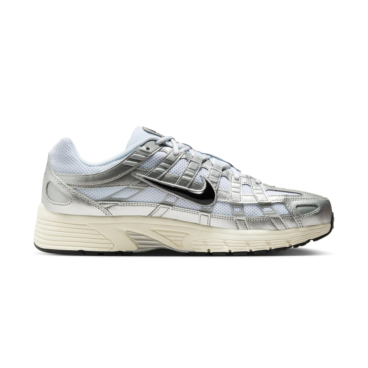 Nike P-6000 White Metallic Silver Flat Silver Black — 3 UK — Side View
