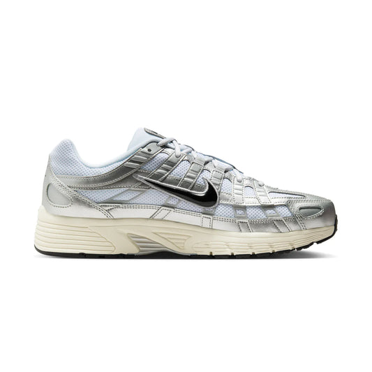 Nike P-6000 White Metallic Silver Flat Silver Black — 3 UK — Side View