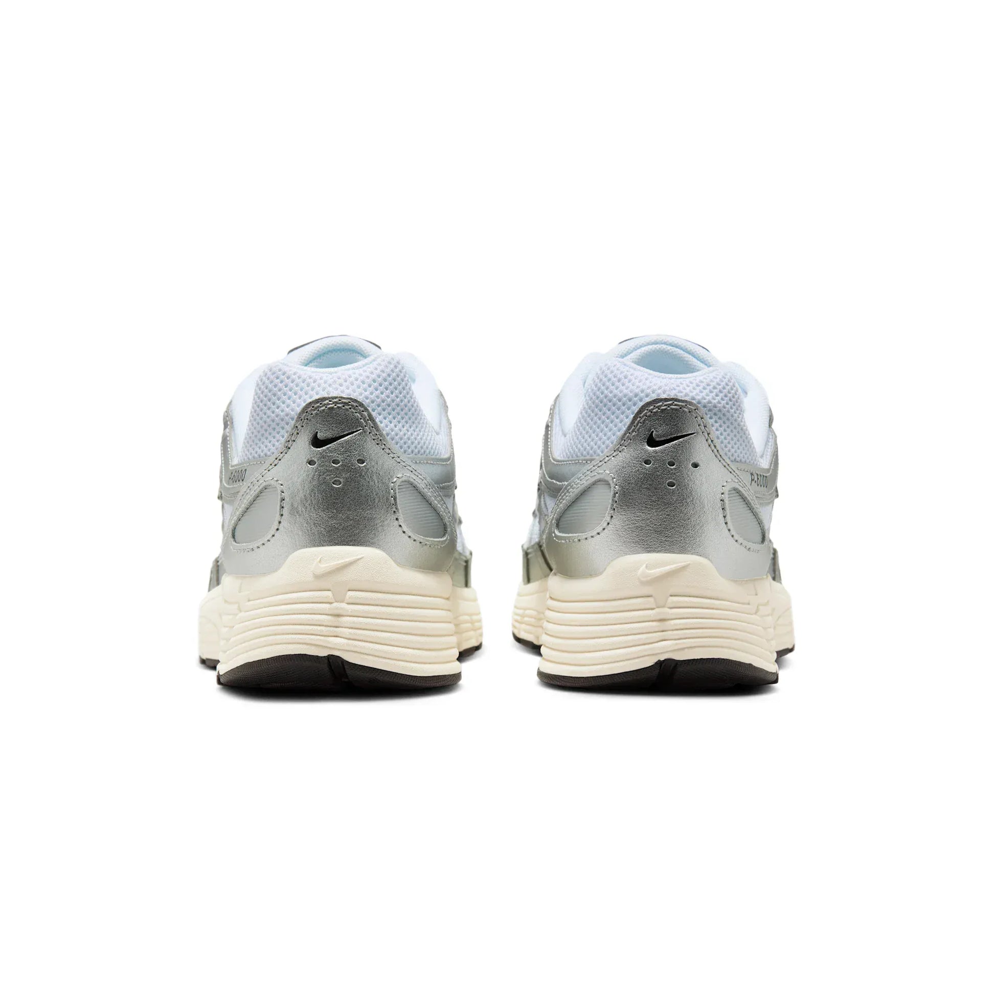 Nike P-6000 White Metallic Silver Flat Silver Black — 3 UK — Top View