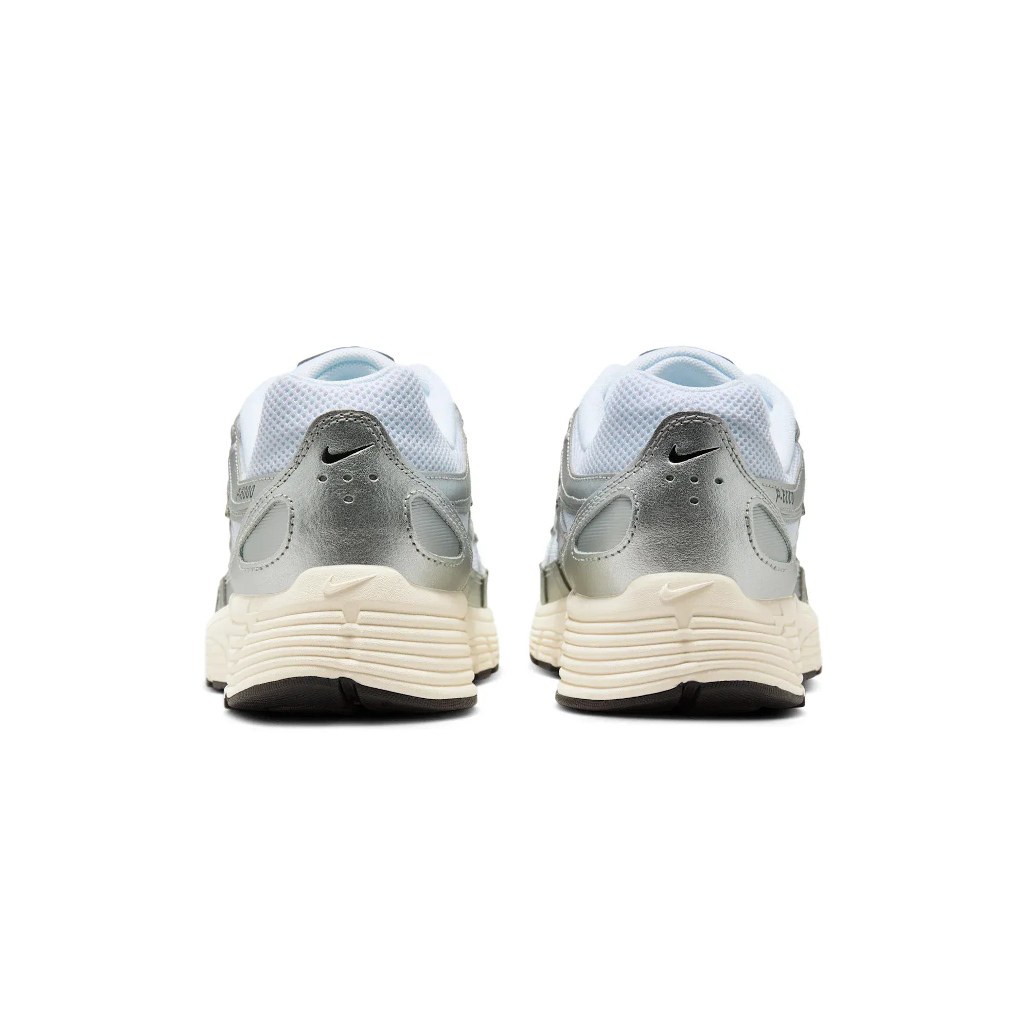 Nike P-6000 White Metallic Silver Flat Silver Black — 3 UK — Top View