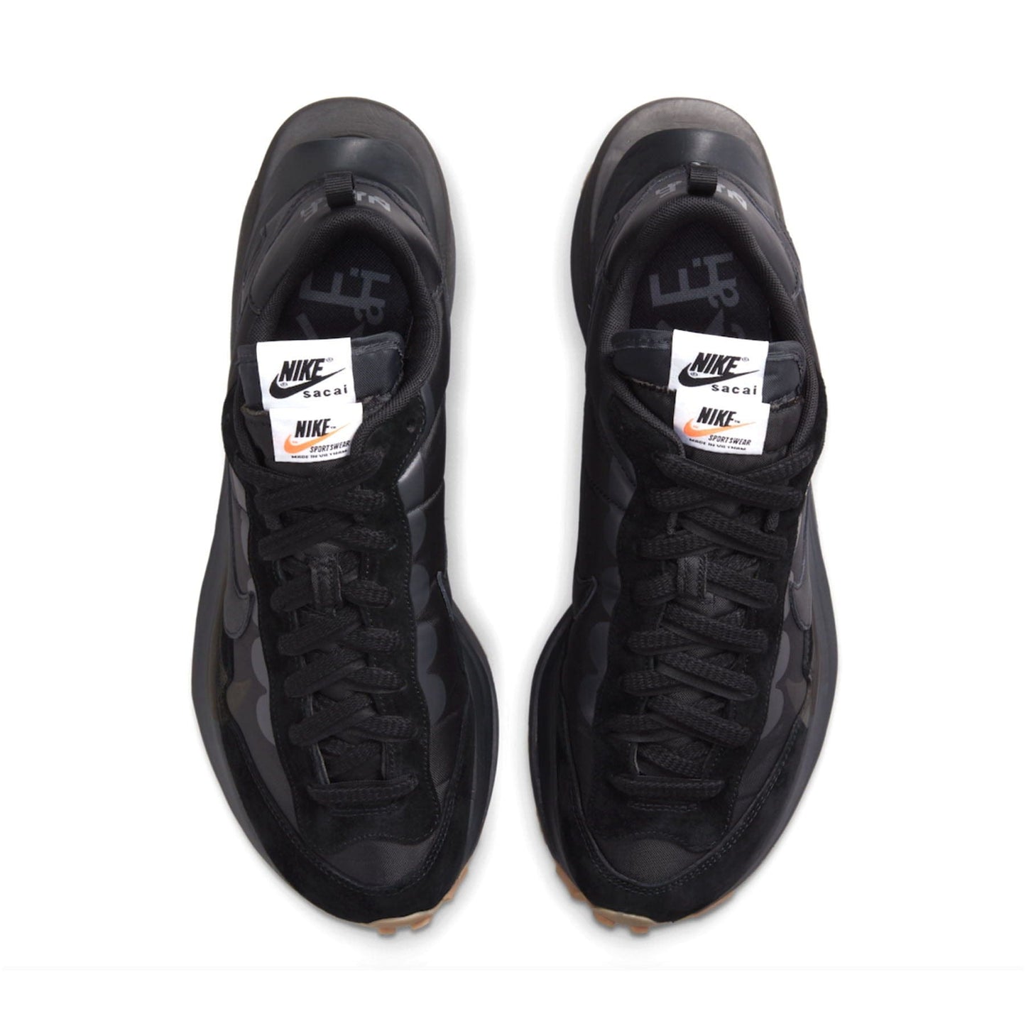 Sacai x Nike VaporWaffle 'Black Gum' — UK 3 | EU 35.5 | US 3.5 — Back View