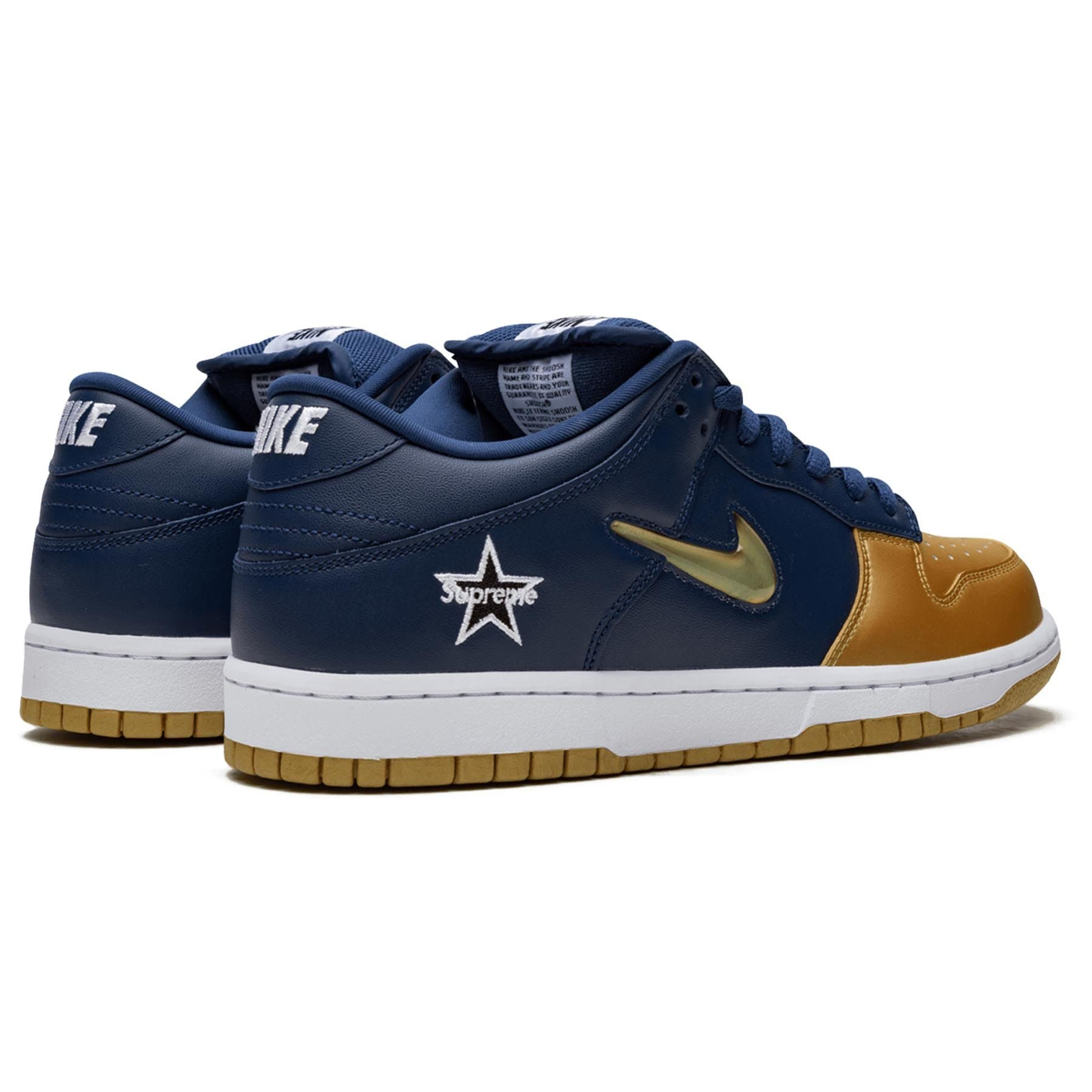 Supreme x Nike Dunk SB Low QS 'Metallic Gold' — UK 3 | EU 35.5 | US 3.5 — Back View