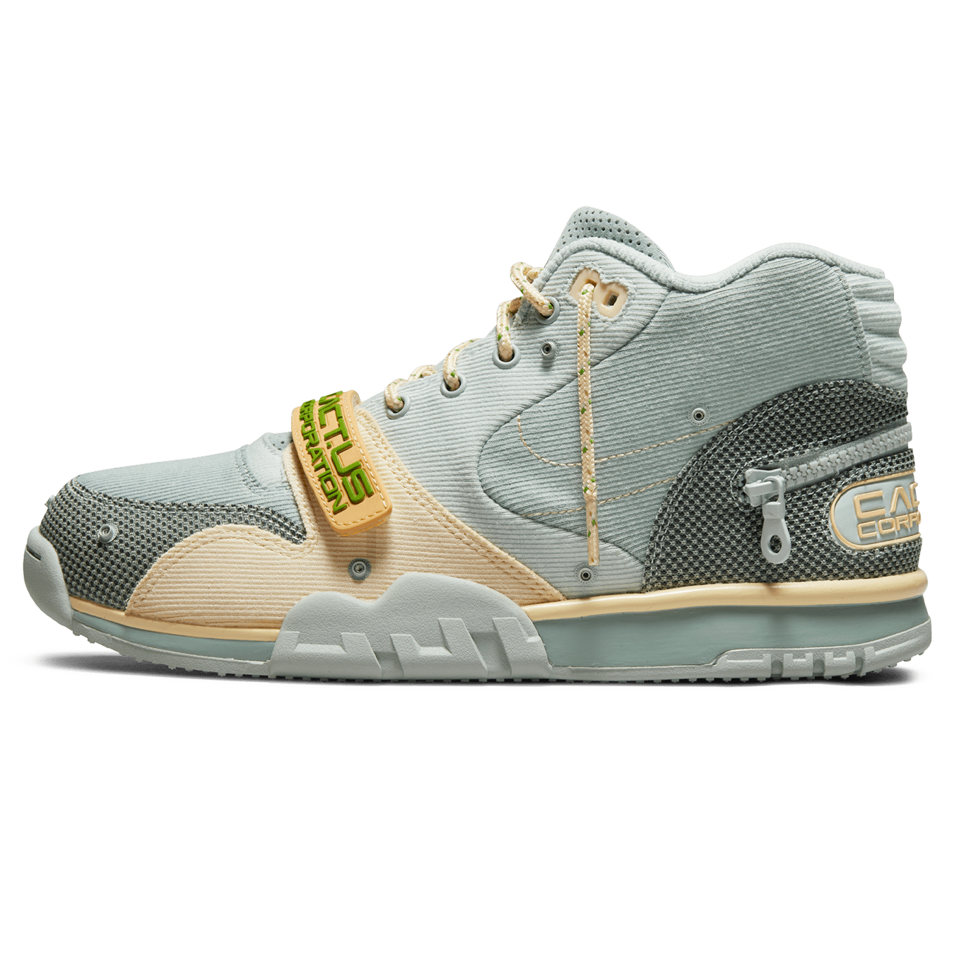 Travis Scott x  Nike Air Trainer 1 SP 'Grey Haze' — UK 3 | EU 35.5 | US 3.5 — Front View
