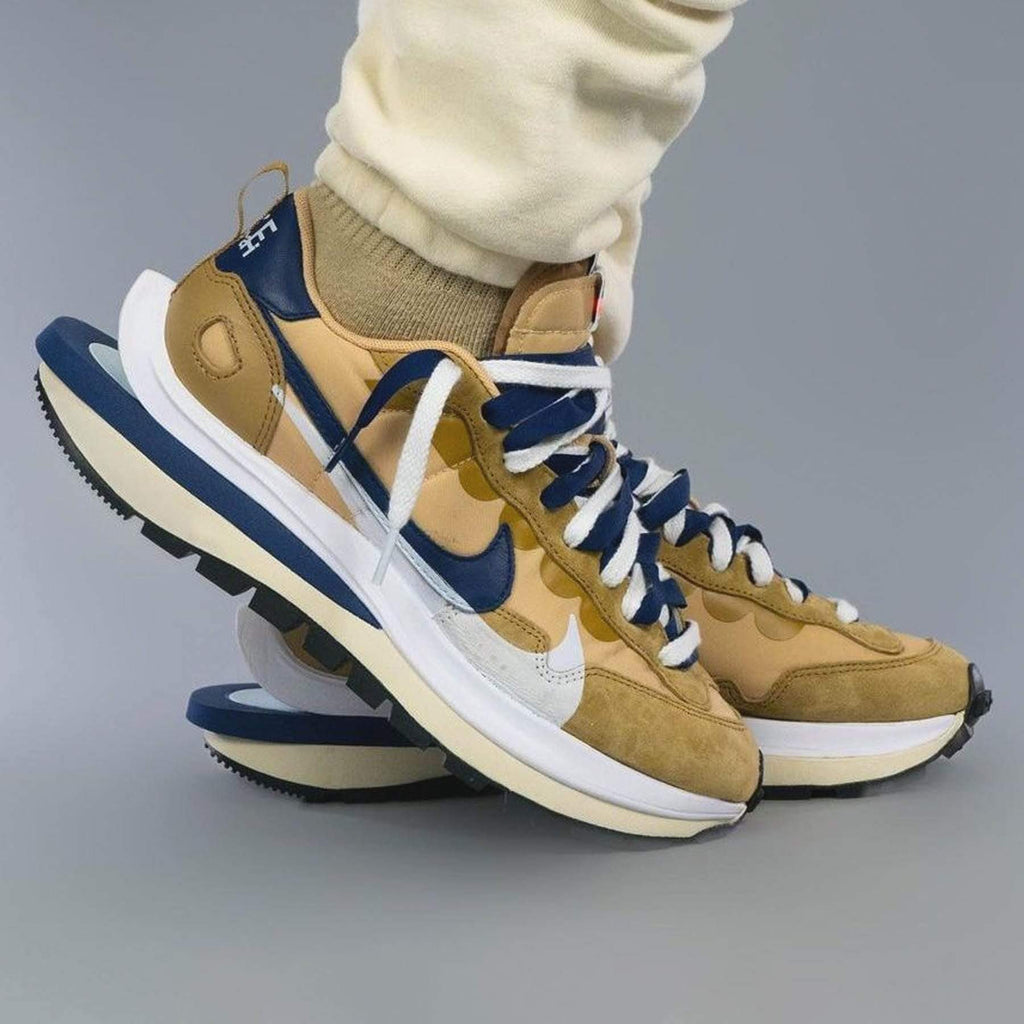 sacai x Nike VaporWaffle 'Sesame Blue Void' — UK 3 | EU 35.5 | US 3.5 — Lifestyle View