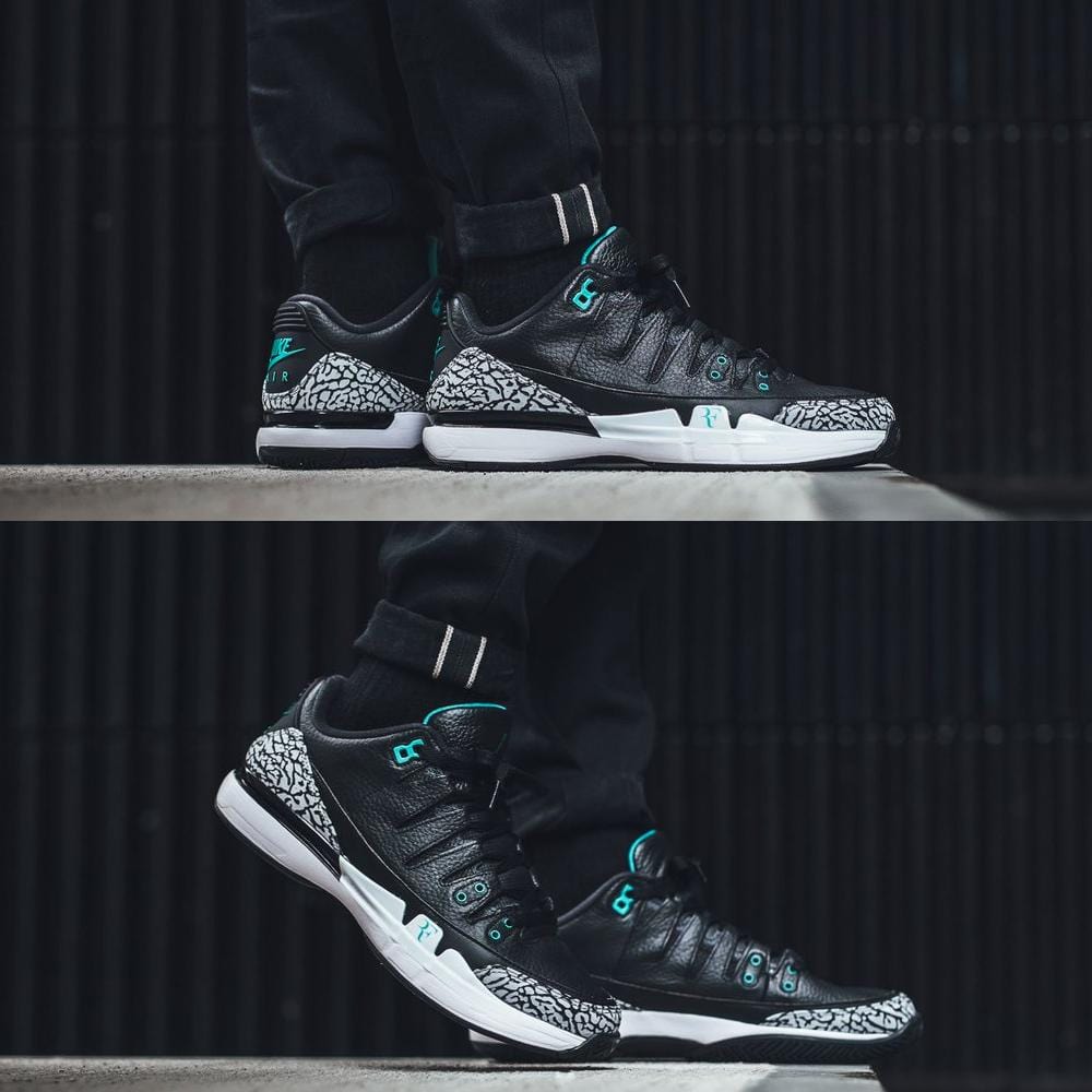 Roger Federer x Nike Zoom Vapor Air Jordan 3 Atmos — UK 3 | EU 35.5 | US 3.5 — Lifestyle View