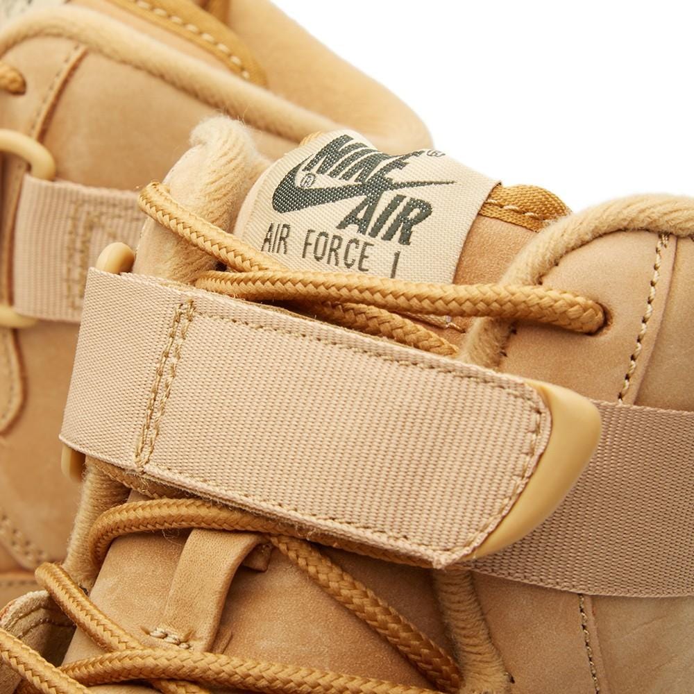 NIKE AIR FORCE 1 HIGH '07 LV8 Flax & Outdoor Green — UK 3 | EU 35.5 | US 3.5 — Top View