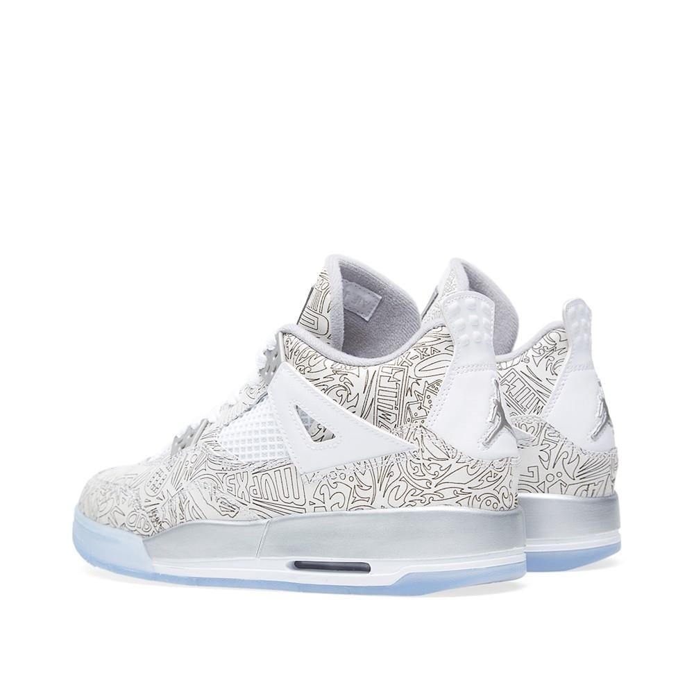 AIR JORDAN 4 RETRO LASER BG White & Metallic Silver — UK 13.5 | EU 32 | US 1Y — Back View