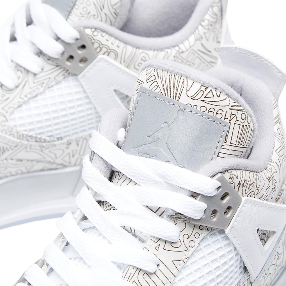 AIR JORDAN 4 RETRO LASER BG White & Metallic Silver — UK 13.5 | EU 32 | US 1Y — Top View