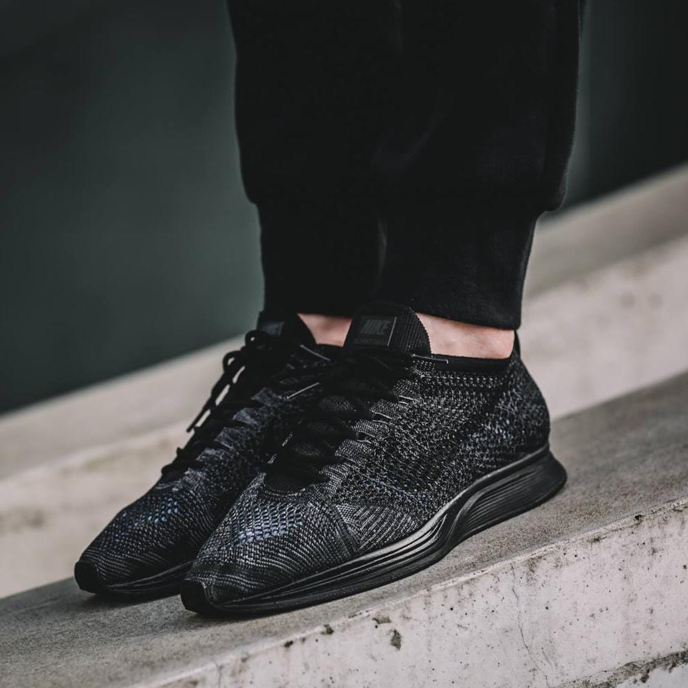 Nike Flyknit Racer Triple Black — UK 3 | EU 35.5 | US 3.5 — Back View