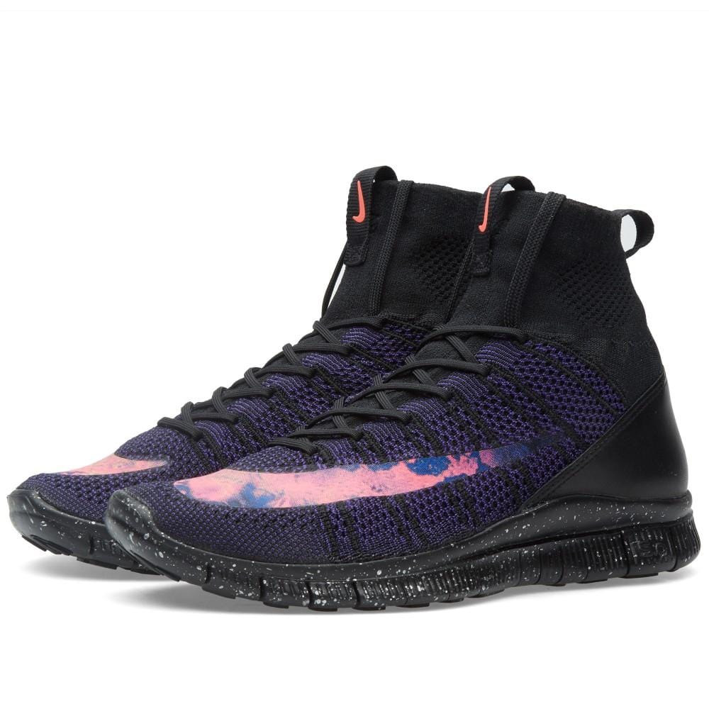 NIKE FREE FLYKNIT MERCURIAL Black & Bright Crimson — UK 3 | EU 35.5 | US 3.5 — Back View