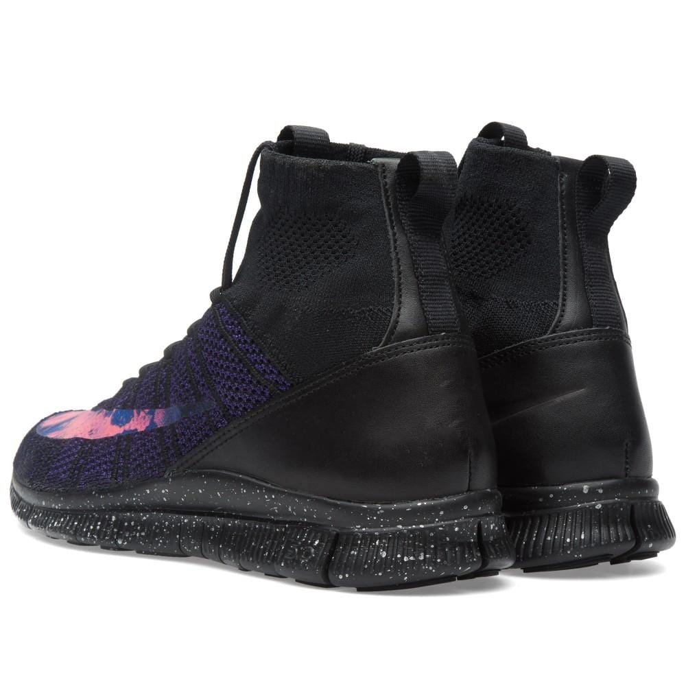 NIKE FREE FLYKNIT MERCURIAL Black & Bright Crimson — UK 3 | EU 35.5 | US 3.5 — Side View