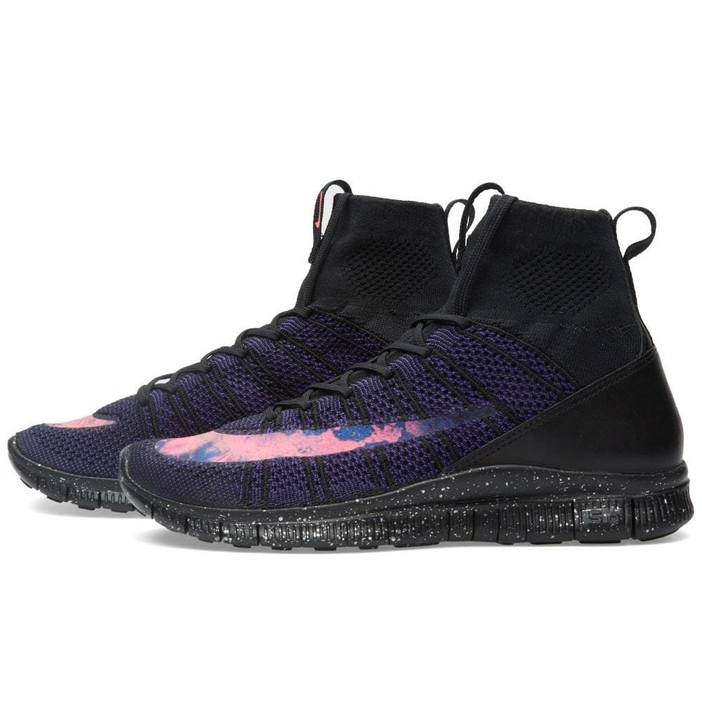NIKE FREE FLYKNIT MERCURIAL Black & Bright Crimson — UK 3 | EU 35.5 | US 3.5 — Front View