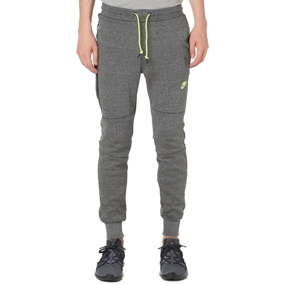 NIKE TECH FLEECE PANTS Tumbled Grey & Volt — XXS — Front View