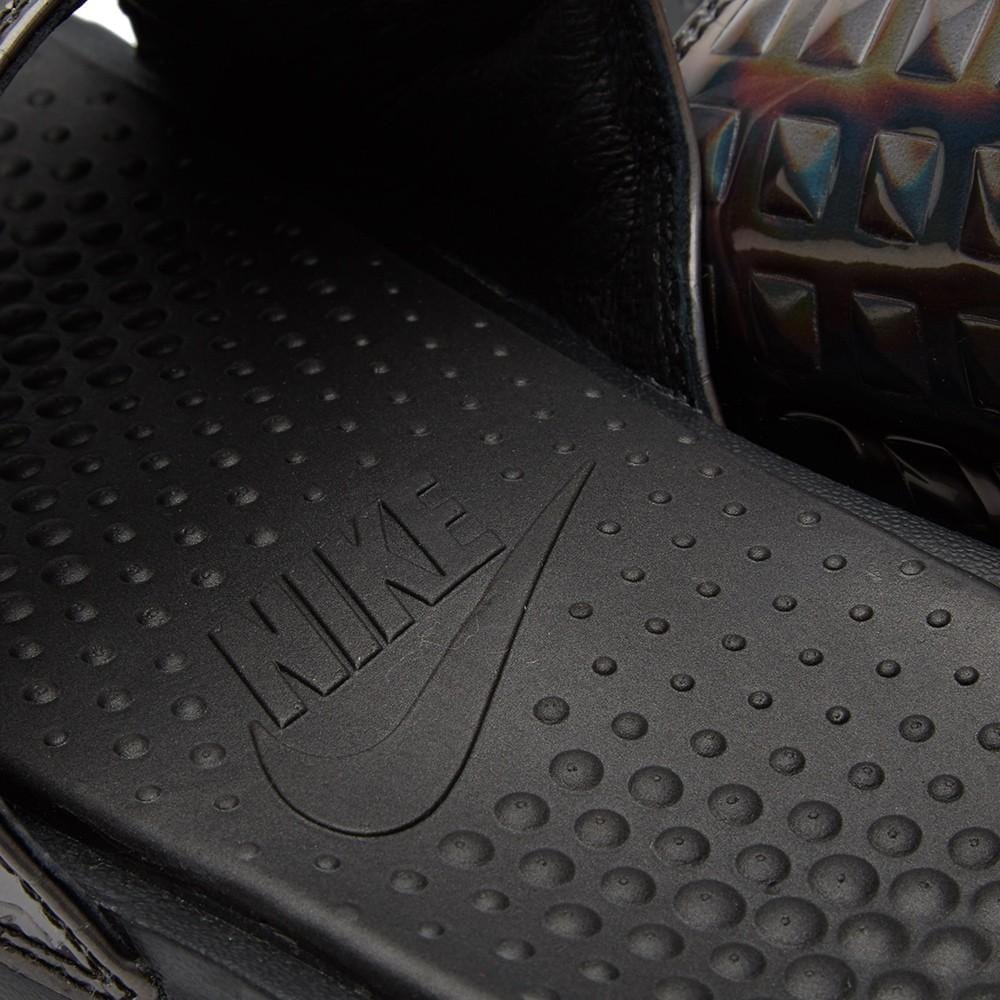 NIKE W BENASSI JDI ULTRA PREMIUM Black & SIlver — UK 3 | EU 35.5 | US 3.5 — Top View