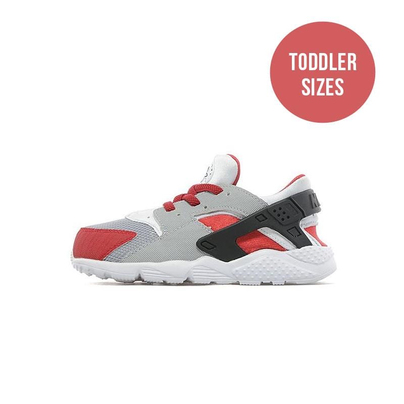 Nike Air Huarache Toddlers 'Wolf Grey-Bright Crimson-Black' — UK 0C | EU 15 | US 0C — Front View